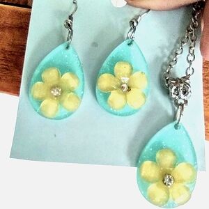 Girls' Yellow Flower Necklace & Earrings Set